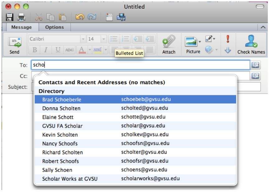 address book outlook for mac